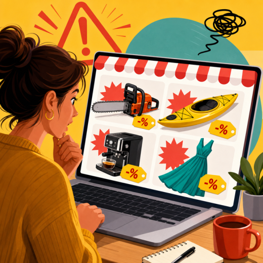 Illustration faux e-commerce Drink-armor.com produits aleatoires reductions impossibles juin 2026