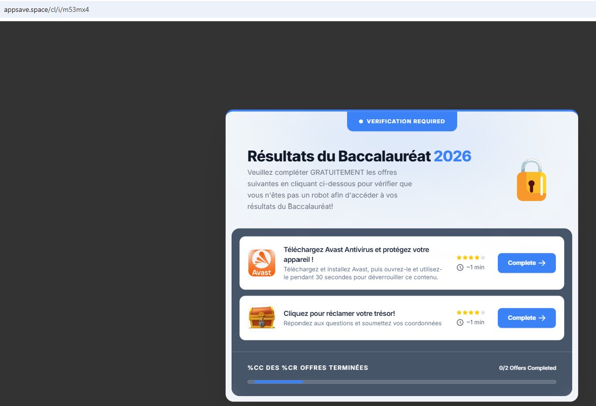 Page appsave.space présentant des offres et missions à compléter pour voir les résultats du bac